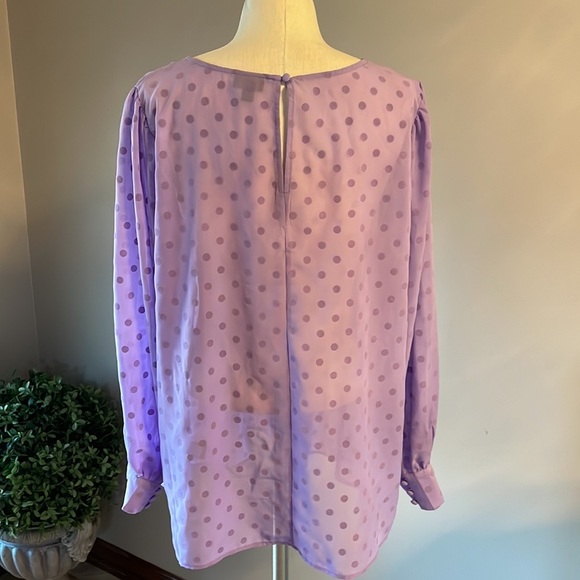 TORRID chiffon chip DOT blouse top puff long sleeve cuffed semisheer lilac  2X - Picture 6 of 12